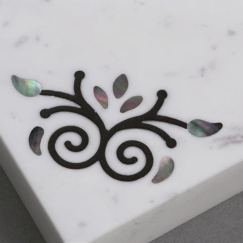 Marble Bookends with Mother of Pearl Inlay